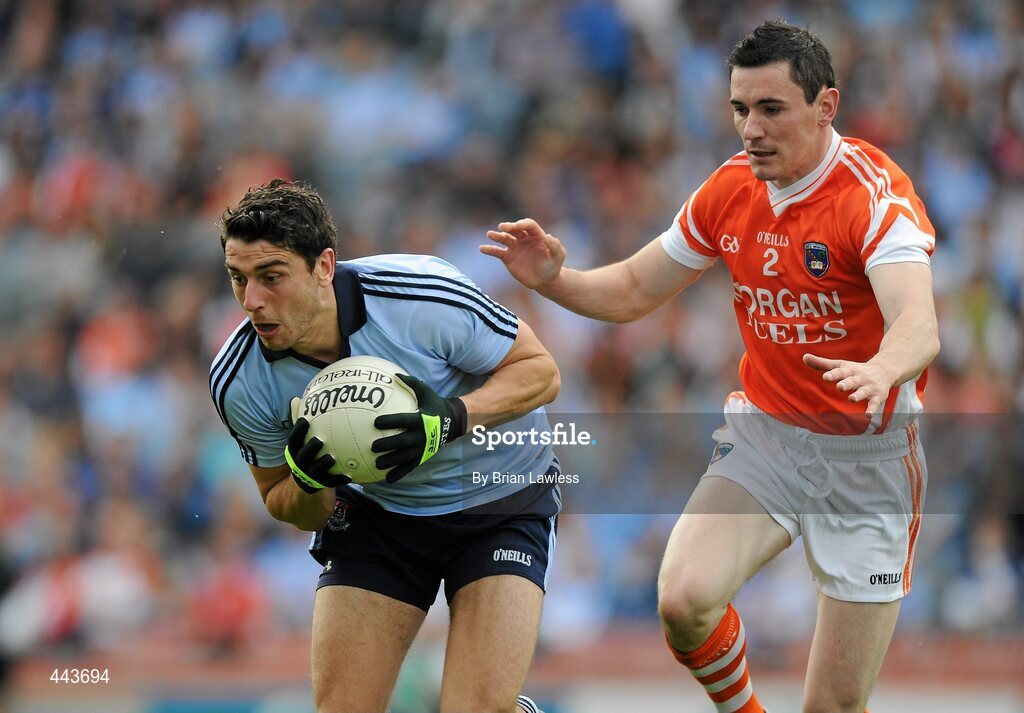 17 July 2010; Bernard Brogan, Dublin, in action against Andy Mallon, Armagh. GAA Football All-Ireland Senior Championship Qualifier Round 3, Dublin v Armagh, Croke Park, Dublin. Picture credit: Brian Lawless / SPORTSFILE