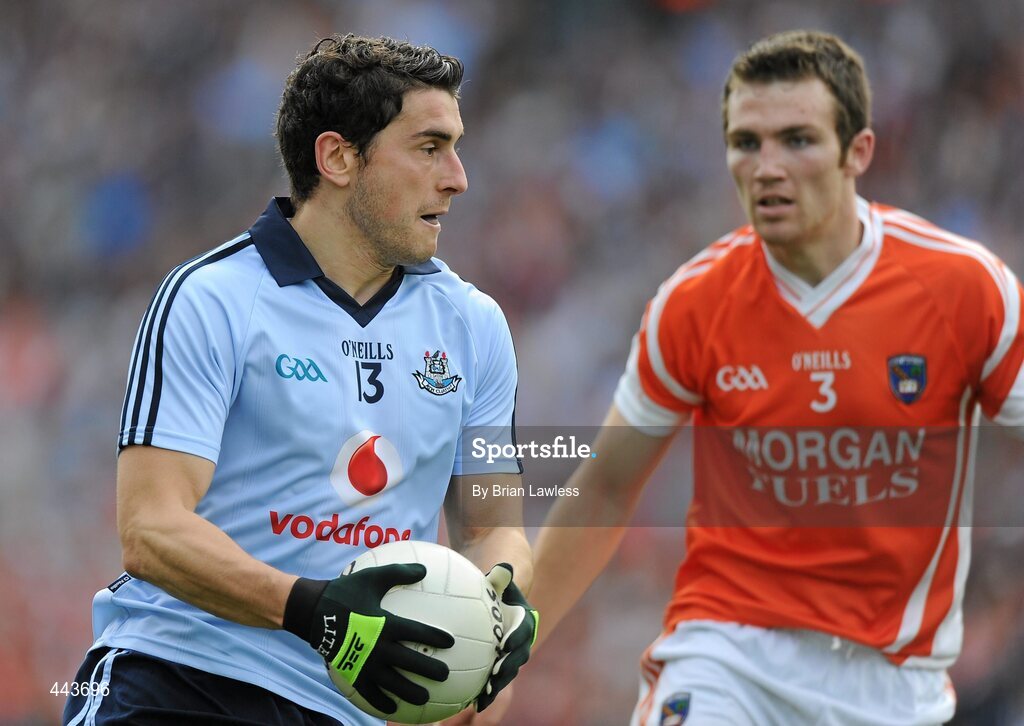 17 July 2010; Bernard Brogan, Dublin, in action against Brendan Donaghy, Armagh. GAA Football All-Ireland Senior Championship Qualifier Round 3, Dublin v Armagh, Croke Park, Dublin. Picture credit: Brian Lawless / SPORTSFILE