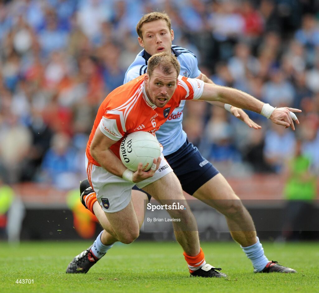 17 July 2010; Ciaran McKeever, Armagh, in action against Paul Flynn, Dublin. GAA Football All-Ireland Senior Championship Qualifier Round 3, Dublin v Armagh, Croke Park, Dublin. Picture credit: Brian Lawless / SPORTSFILE