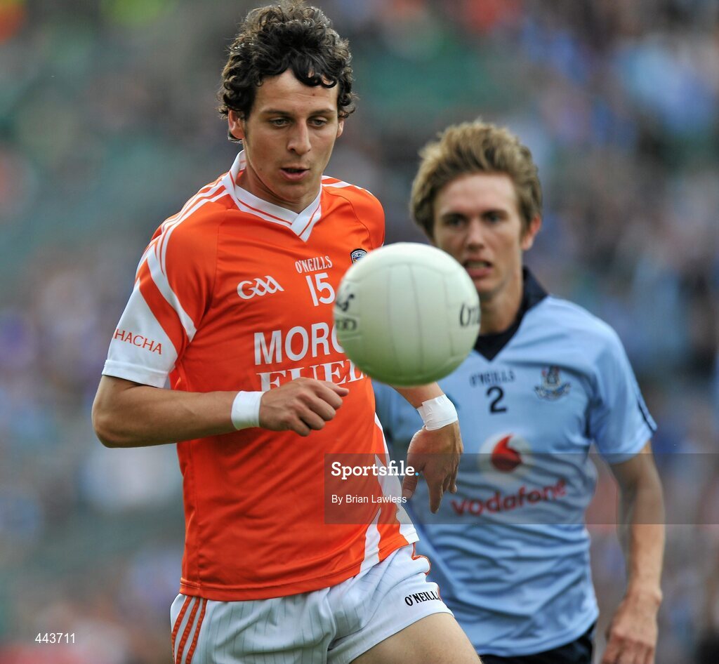 17 July 2010; Jamie Clarke, Armagh, in action against Michael Fitzsimons, Dublin. GAA Football All-Ireland Senior Championship Qualifier Round 3, Dublin v Armagh, Croke Park, Dublin. Picture credit: Brian Lawless / SPORTSFILE
