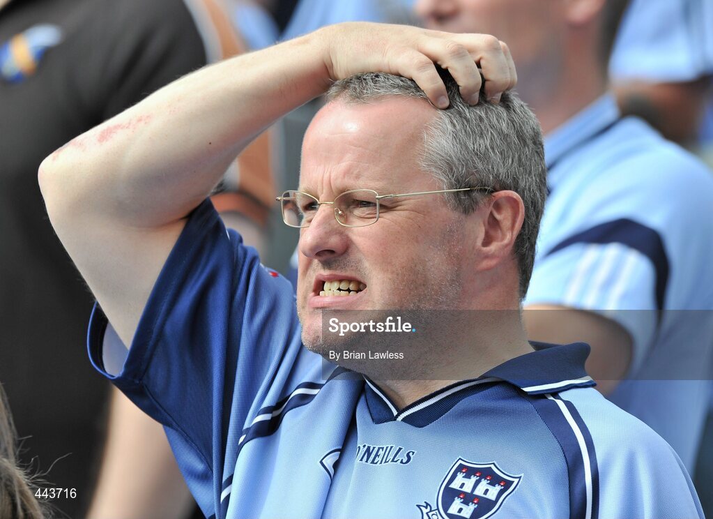 17 July 2010; A Dublin fan shows his frustration during the first half. GAA Football All-Ireland Senior Championship Qualifier Round 3, Dublin v Armagh, Croke Park, Dublin. Picture credit: Brian Lawless / SPORTSFILE