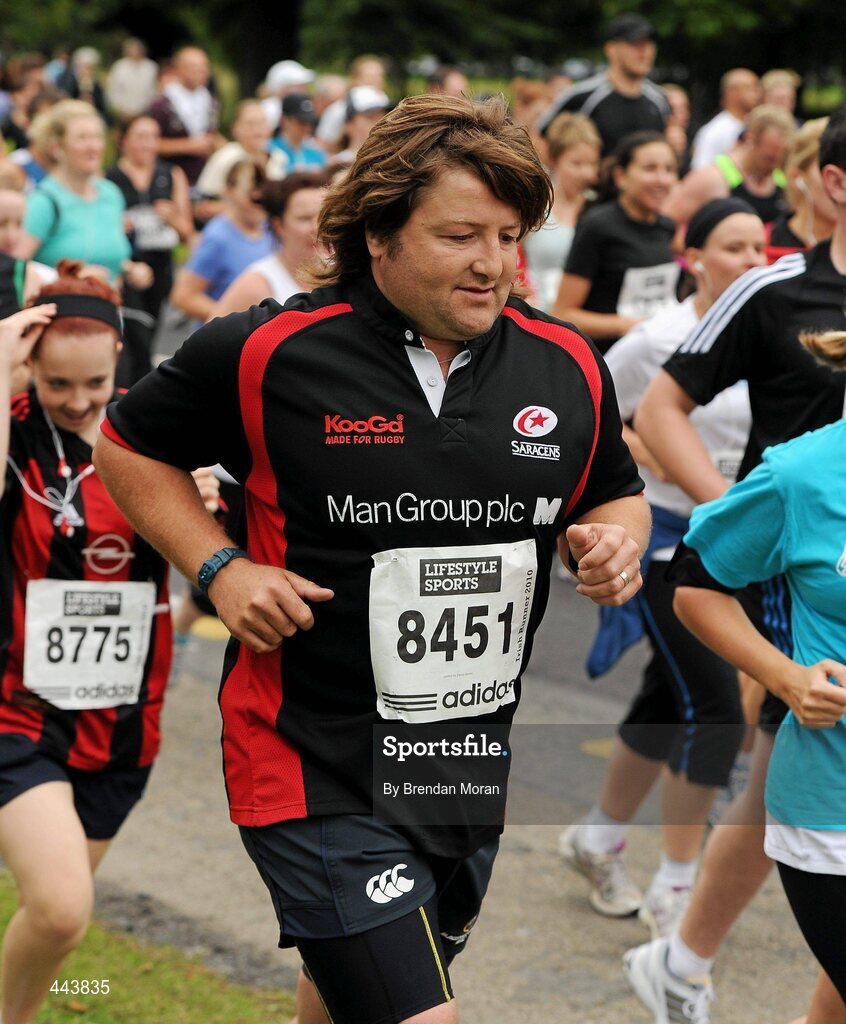 17 July 2010; Former Ireland and Leinster hooker Shane Byrne in action during the Lifestyle Sports - adidas Irish Runner 5 Mile Race. The Phoenix Park, Dublin. Picture credit: Brendan Moran / SPORTSFILE