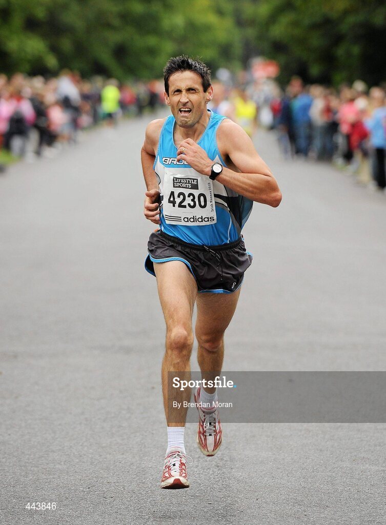 17 July 2010; Peter Mathews, from Dundrum South Dublin AC, in action during the Lifestyle Sports - adidas Irish Runner 5 Mile Race. The Phoenix Park, Dublin. Picture credit: Brendan Moran / SPORTSFILE