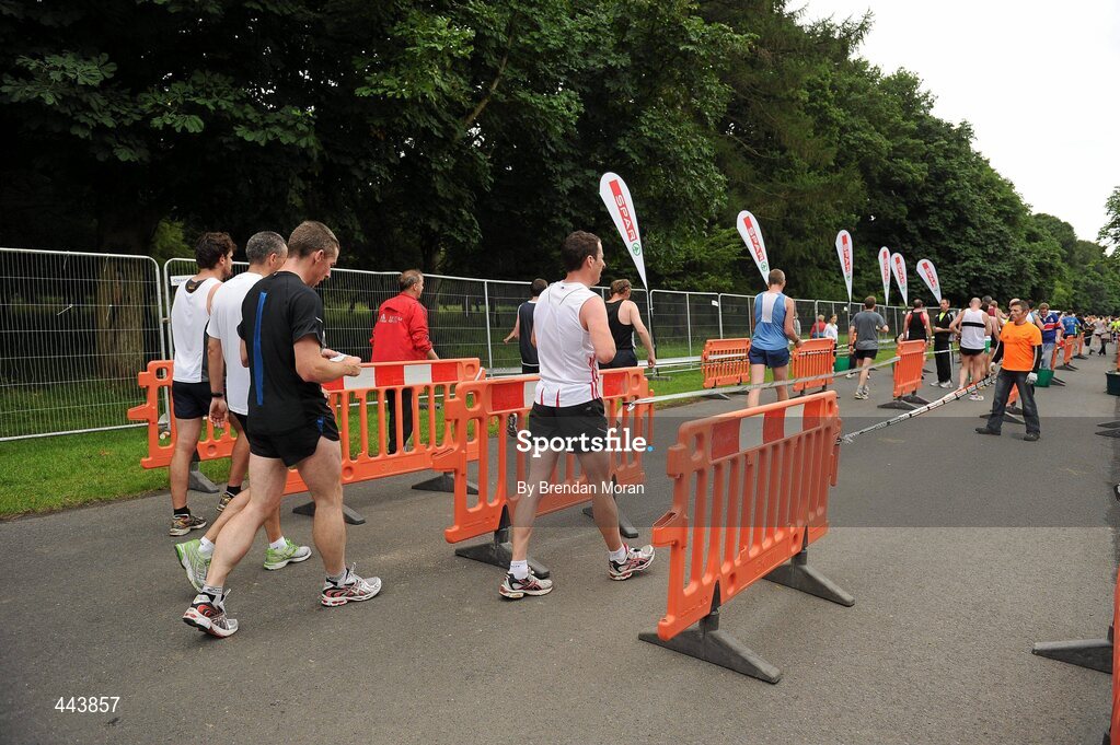 17 July 2010; Competitors make their way through the chutes after finishing the Lifestyle Sports - adidas Irish Runner 5 Mile Race. The Phoenix Park, Dublin. Picture credit: Brendan Moran / SPORTSFILE