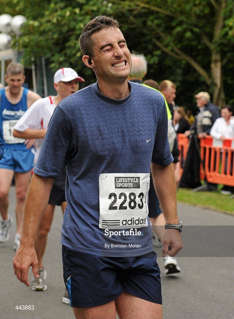17 July 2010; Rob Ward, from Newbridge, Co. Kildare, after finishing the Lifestyle Sports - adidas Irish Runner 5 Mile Race. The Phoenix Park, Dublin. Picture credit: Brendan Moran / SPORTSFILE