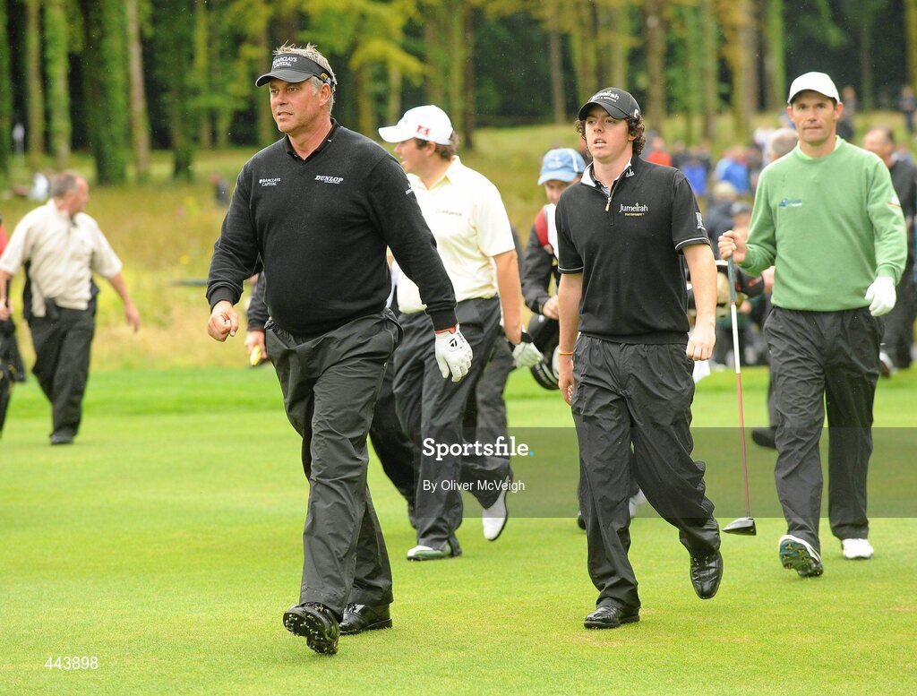 21 July 2010; Darren Clarke, Rory Mcllroy and Padraig Harrington during the 2010 Lough Erne Challenge. Lough Erne Resort, Enniskillen, Co. Fermanagh. Picture credit: Oliver McVeigh / SPORTSFILE