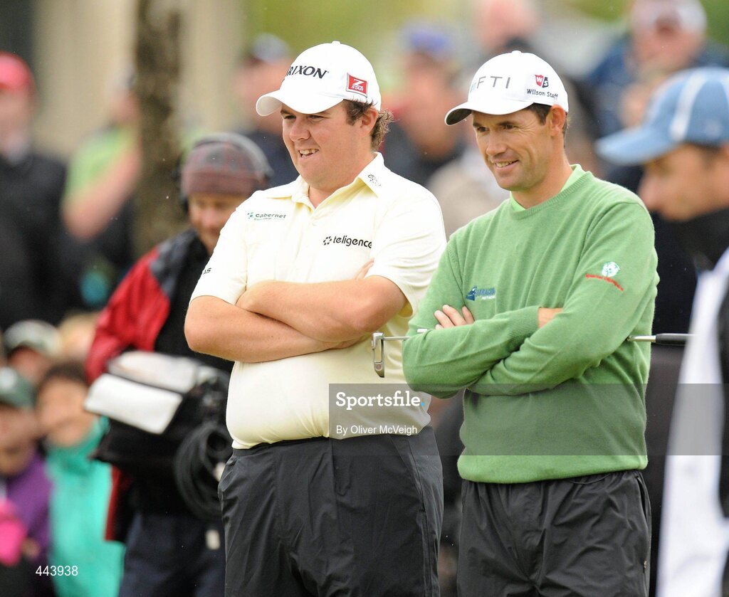 21 July 2010; Shane Lowry and Padraig Harrington during the 2010 Lough Erne Challenge. Lough Erne Resort, Enniskillen, Co. Fermanagh. Picture credit: Oliver McVeigh / SPORTSFILE
