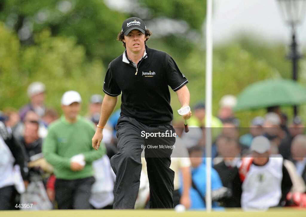 21 July 2010; Golfer Rory McIlroy walks onto the fifth green to mark his ball during the 2010 Lough Erne Challenge. Lough Erne Resort, Enniskillen, Co. Fermanagh. Picture credit: Oliver McVeigh / SPORTSFILE