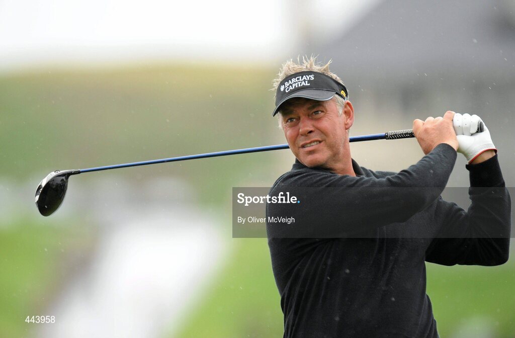 21 July 2010; Darren Clarke watches his drive at the first tee during the 2010 Lough Erne Challenge. Lough Erne Resort, Enniskillen, Co. Fermanagh. Picture credit: Oliver McVeigh / SPORTSFILE