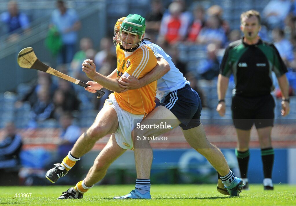 17 July 2010; Shane McNaughton, Antrim, in action against Óisin Gough, Dublin. GAA Hurling All-Ireland Senior Championship Phase 3, Dublin v Antrim, Croke Park, Dublin. Picture credit: Brian Lawless / SPORTSFILE