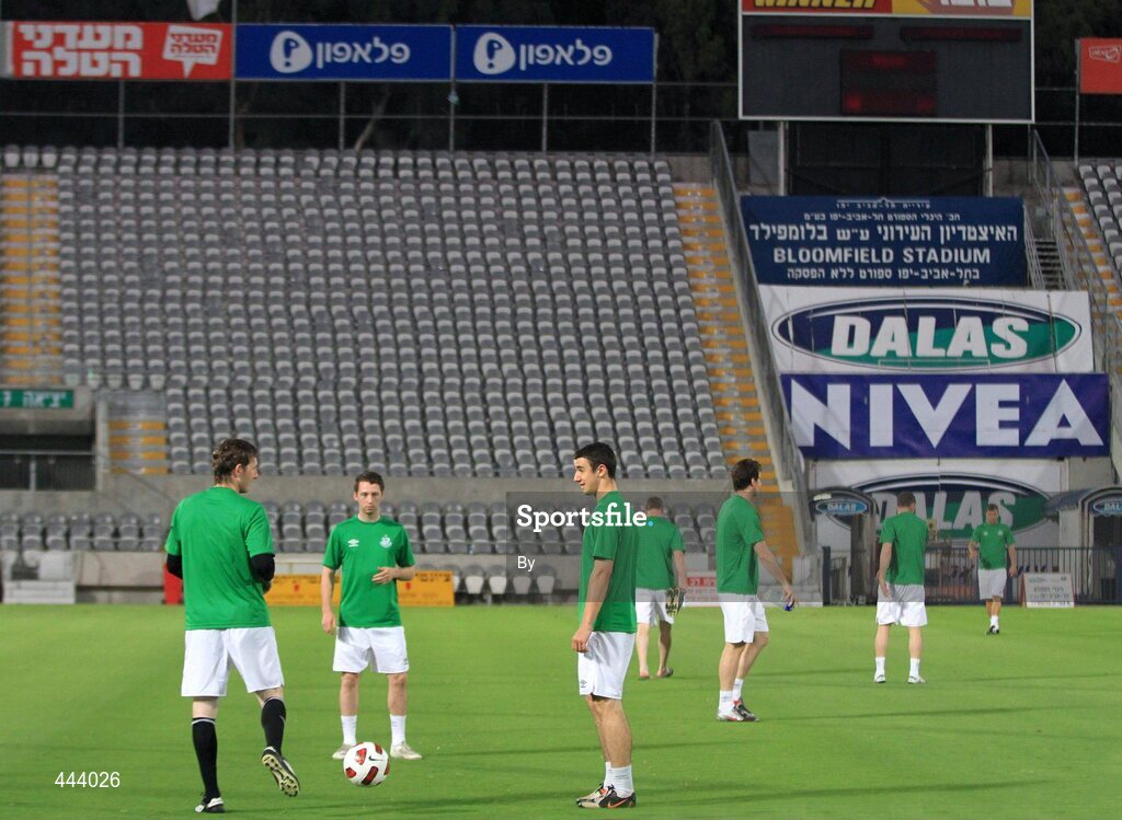21 July 2010; A general view of Shamrock Rovers squad training ahead of their UEFA Europa League Second Qualifying Round, 2nd Leg, game against Bnei Yehuda Tel-Aviv FC on Thurday. Bloomfield Stadium, Tel Aviv, Israel. Picture credit: SPORTSFILE