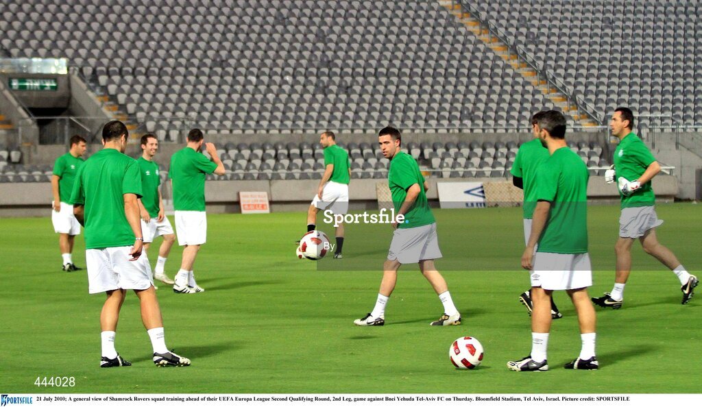 21 July 2010; A general view of Shamrock Rovers squad training ahead of their UEFA Europa League Second Qualifying Round, 2nd Leg, game against Bnei Yehuda Tel-Aviv FC on Thurday. Bloomfield Stadium, Tel Aviv, Israel. Picture credit: SPORTSFILE