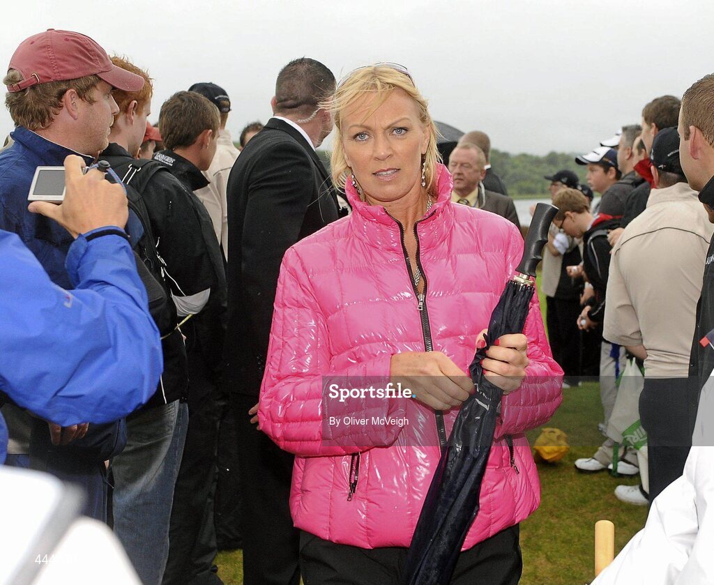 21 July 2010; Allison Campbell, girlfriend of golfer Darren Clarke, as she makes her way through the crowds after the 2010 Lough Erne Challenge. Lough Erne Resort, Enniskillen, Co. Fermanagh. Picture credit: Oliver McVeigh / SPORTSFILE