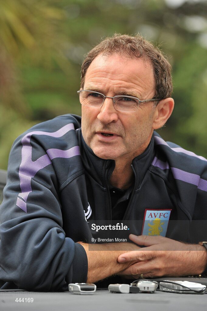 22 July 2010; Aston Villa manager Martin O'Neill speaking during a press conference ahead of their pre-season friendly against Bohemians on Saturday. Aston Villa press conference, Portmarnock Hotel, Portmarnock, Co. Dublin. Picture credit: Brendan Moran / SPORTSFILE