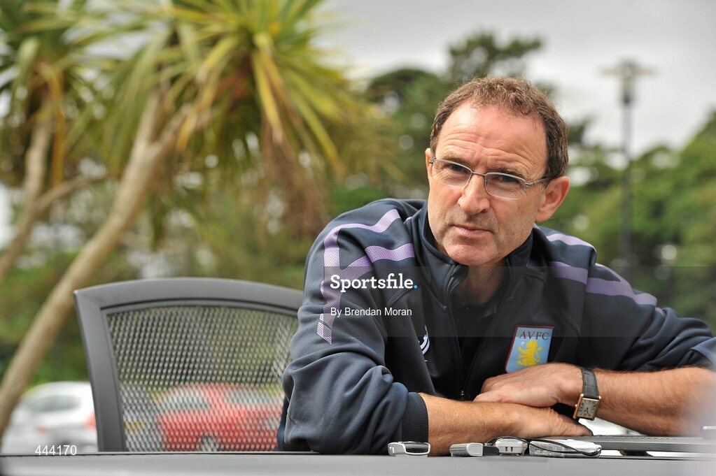 22 July 2010; Aston Villa manager Martin O'Neill speaking during a press conference ahead of their pre-season friendly against Bohemians on Saturday. Aston Villa press conference, Portmarnock Hotel, Portmarnock, Co. Dublin. Picture credit: Brendan Moran / SPORTSFILE