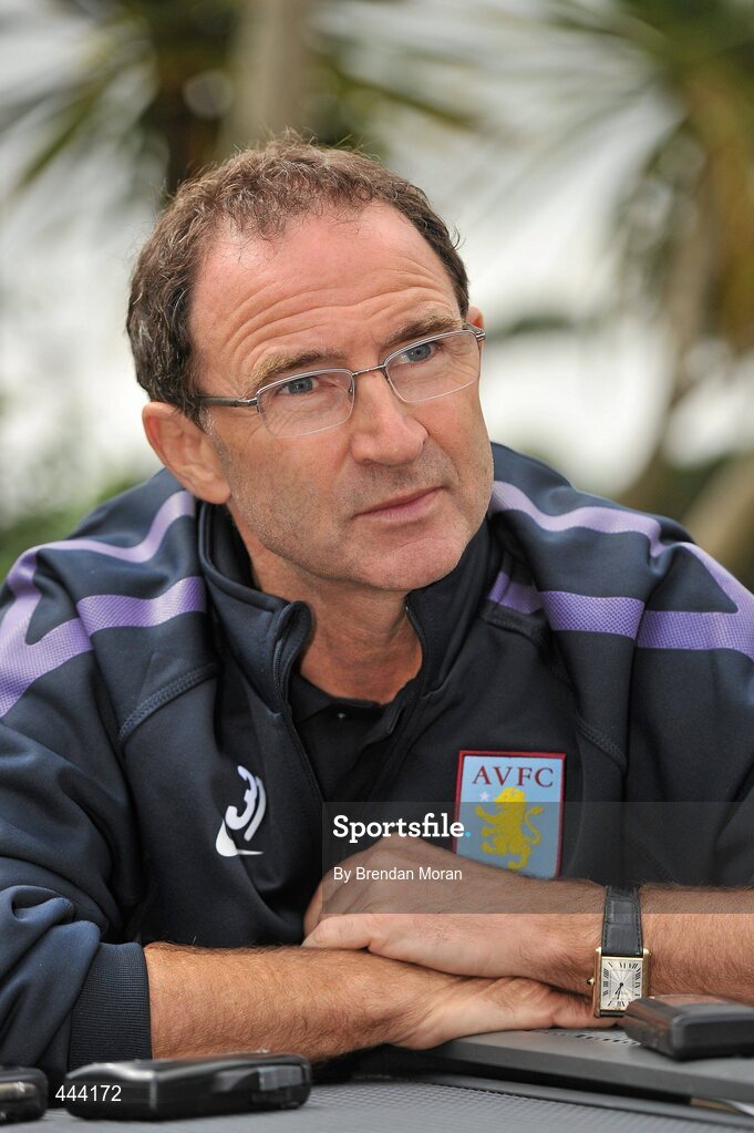 22 July 2010; Aston Villa manager Martin O'Neill speaking during a press conference ahead of their pre-season friendly against Bohemians on Saturday. Aston Villa press conference, Portmarnock Hotel, Portmarnock, Co. Dublin. Picture credit: Brendan Moran / SPORTSFILE