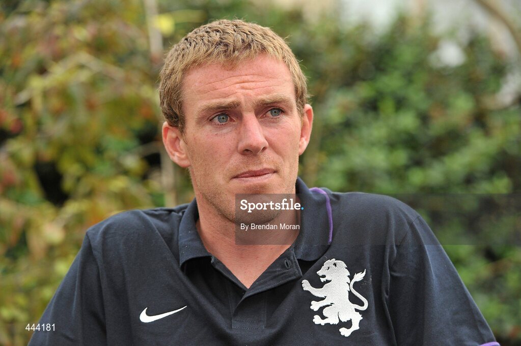22 July 2010; Aston Villa's Richard Dunne during a press conference ahead of their pre-season friendly against Bohemians on Satuday. Aston Villa press conference, Portmarnock Hotel, Portmarnock, Co. Dublin. Picture credit: Brendan Moran / SPORTSFILE
