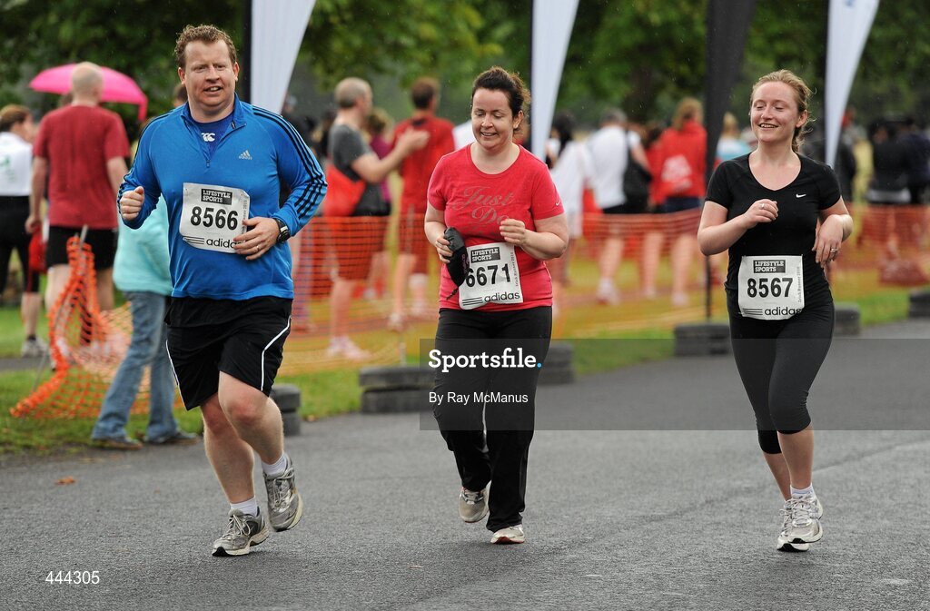17 July 2010; Ryan Lynch, 8566, Karen Lynch, 6671, and Siobhan Kearney, 8567, all from Co. Meath, during the Lifestyle Sports - adidas Irish Runner 5 Mile Race. The Phoenix Park, Dublin. Picture credit: Ray McManus / SPORTSFILE