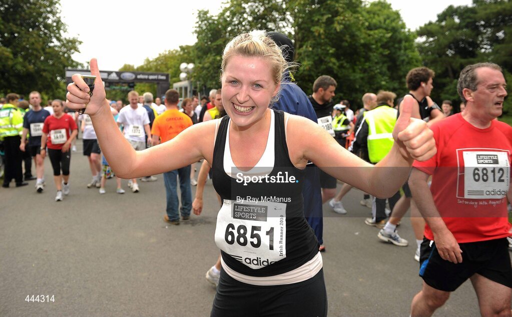 17 July 2010; Kathryn Murphy, from Dublin, after completing the Lifestyle Sports - adidas Irish Runner 5 Mile Race. The Phoenix Park, Dublin. Picture credit: Ray McManus / SPORTSFILE