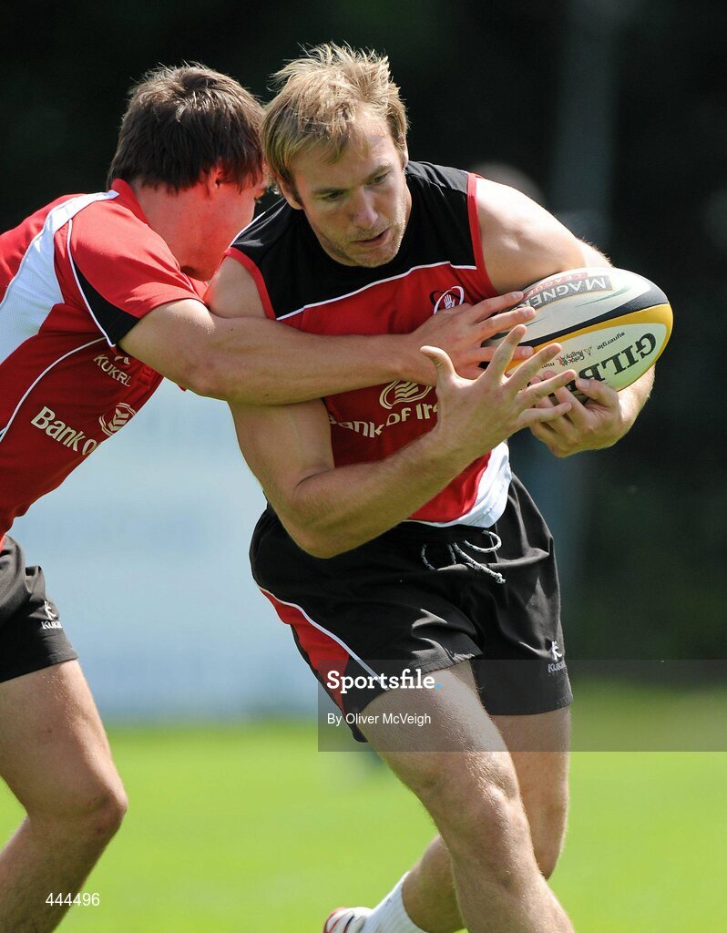 23 July 2010; Ulster's Stephen Ferris in action during squad training ahead of their opening pre-season friendly game against Bath, in Ravenhill Park, on August the 13th. Ulster Rugby Squad Training, Newforge Country Club, Belfast, Co. Antrim. Picture credit: Oliver McVeigh / SPORTSFILE