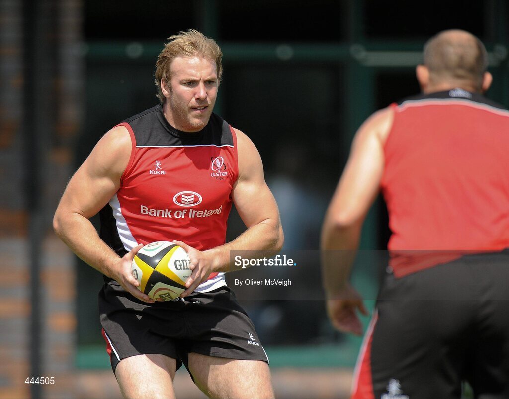 23 July 2010; Ulster's Stephen Ferris in action during squad training ahead of their opening pre-season friendly game against Bath, in Ravenhill Park, on August the 13th. Ulster Rugby Squad Training, Newforge Country Club, Belfast, Co. Antrim. Picture credit: Oliver McVeigh / SPORTSFILE