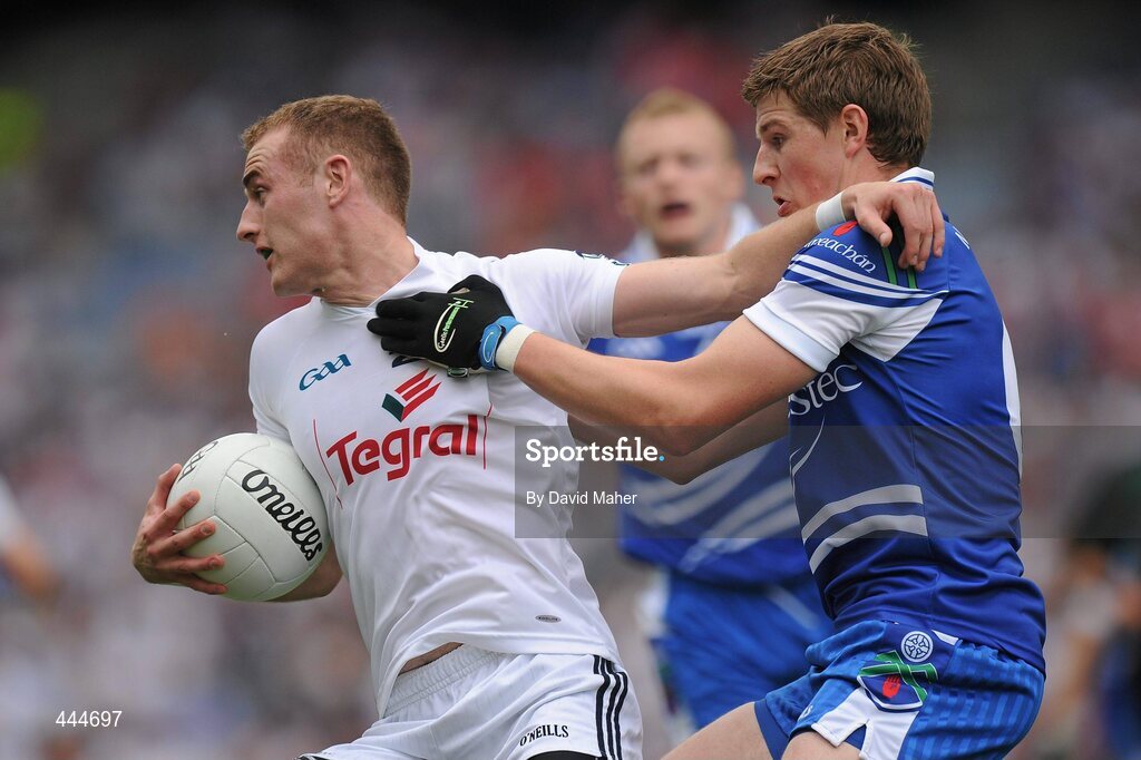 24 July 2010; Alan Smith, Kildare, in action against Darren Hughes, Monaghan. GAA Football All-Ireland Senior Championship Qualifier, Round 4, Monaghan v Kildare, Croke Park, Dublin. Picture credit: David Maher / SPORTSFILE