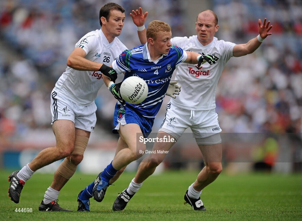 24 July 2010; Colin Walshe, Monaghan, in action against Ken Donnelly, left, and James Kavanagh, Kildare. GAA Football All-Ireland Senior Championship Qualifier, Round 4, Monaghan v Kildare, Croke Park, Dublin. Picture credit: David Maher / SPORTSFILE