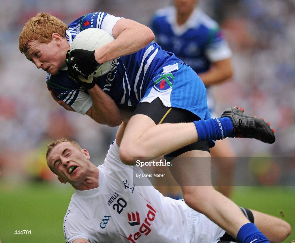24 July 2010; Kieran Hughes, Monaghan, in action against Alan Smith, Kildare. GAA Football All-Ireland Senior Championship Qualifier, Round 4, Monaghan v Kildare, Croke Park, Dublin. Picture credit: David Maher / SPORTSFILE