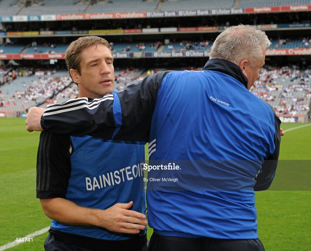 24 July 2010; Kildare manager Kieran McGeeney greets  Monaghan assistant manager Paul Grimley before the game. GAA Football All-Ireland Senior Championship Qualifier, Round 4, Monaghan v Kildare, Croke Park, Dublin. Picture credit: Oliver McVeigh / SPORTSFILE