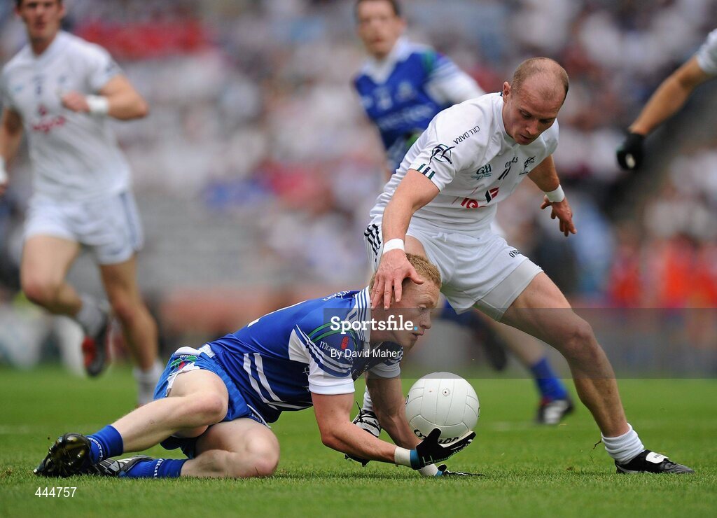24 July 2010; Colin Walshe, Monaghan, in action against James Kavanagh, Kildare. GAA Football All-Ireland Senior Championship Qualifier, Round 4, Monaghan v Kildare, Croke Park, Dublin. Picture credit: David Maher / SPORTSFILE