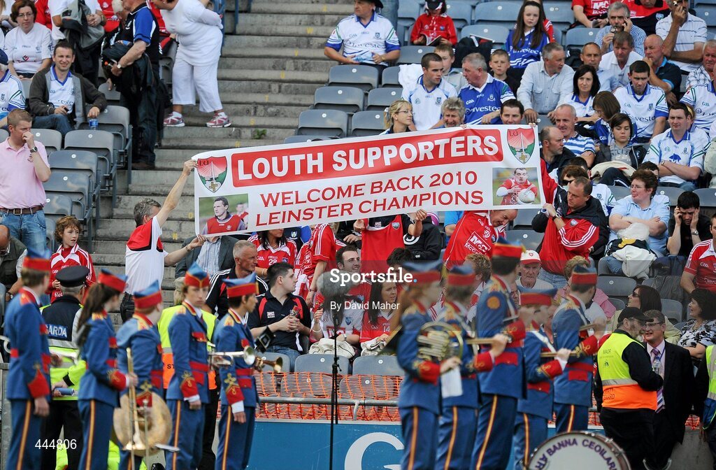 24 July 2010; Louth supporters hold a banner before the start of the game. GAA Football All-Ireland Senior Championship Qualifier, Round 4, Dublin v Louth, Croke Park, Dublin. Picture credit: David Maher / SPORTSFILE