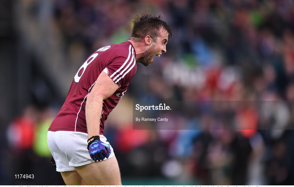 18 June 2016; Galway's Paul Conroy celebrates following his side's victory in the Connacht GAA Football Senior Championship Semi-Final match between Mayo and Galway at Elverys MacHale Park in Castlebar, Co Mayo. Photo by Ramsey Cardy/Sportsfile