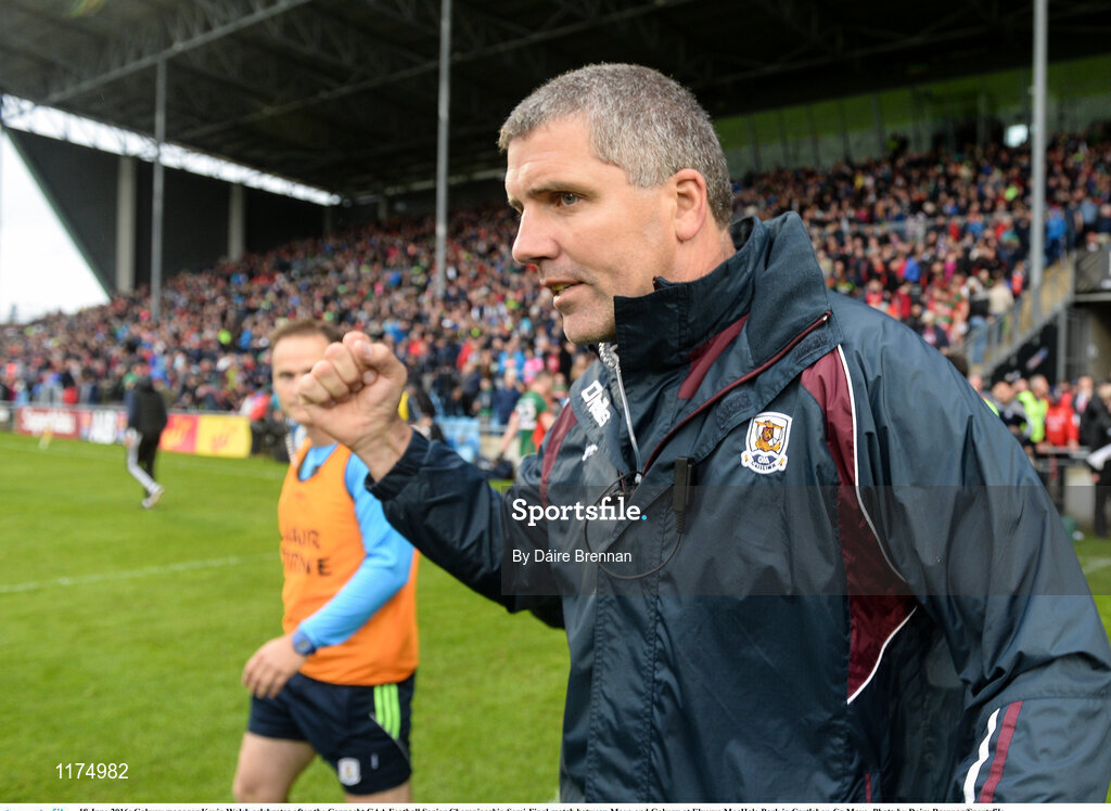 18 June 2016; Galway manager Kevin Walsh celebrates after the Connacht GAA Football Senior Championship Semi-Final match between Mayo and Galway at Elverys MacHale Park in Castlebar, Co Mayo. Photo by Daire Brennan/Sportsfile