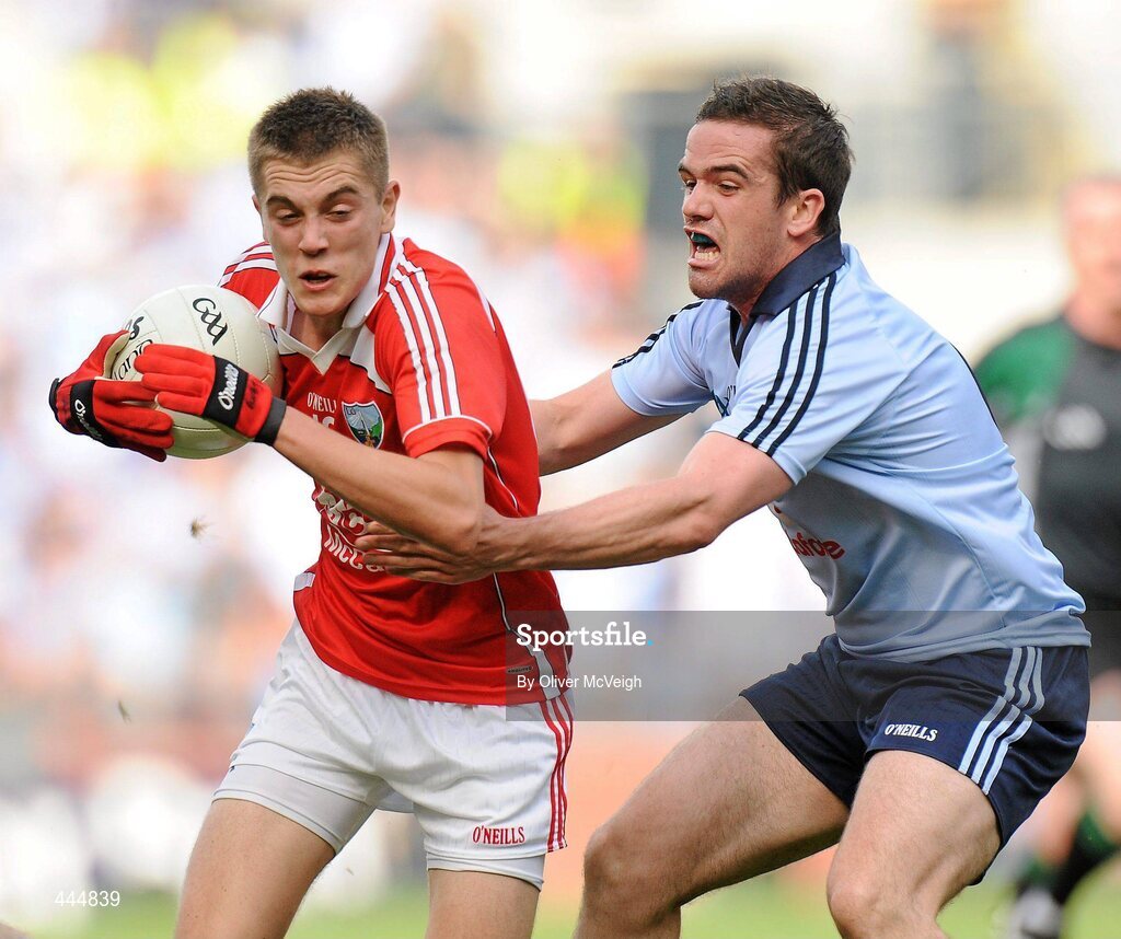 24 July 2010; Andy McConnell, Louth, in action against Gerard Brennan, Dublin. GAA Football All-Ireland Senior Championship Qualifier, Round 4, Dublin v Louth, Croke Park, Dublin. Picture credit: Oliver McVeigh / SPORTSFILE