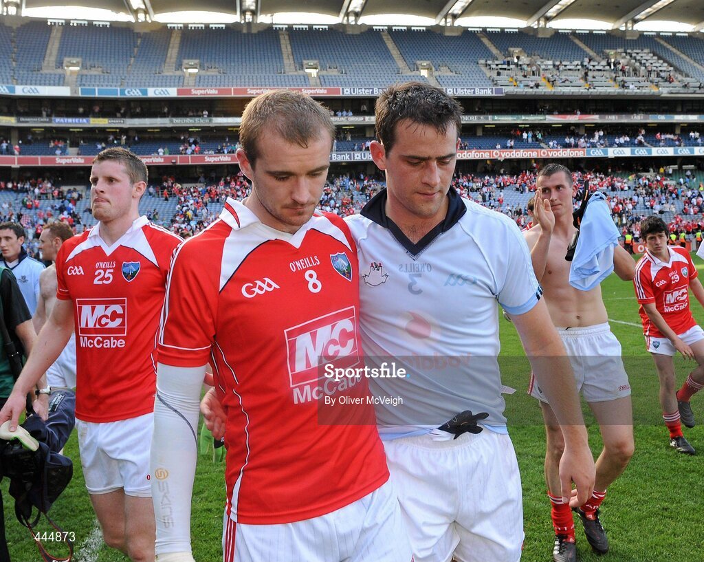 24 July 2010; A dejected Paddy Keenan, left, and Shane Lennon, Louth, during a lap of honour after the game. GAA Football All-Ireland Senior Championship Qualifier, Round 4, Dublin v Louth, Croke Park, Dublin. Picture credit: Oliver McVeigh / SPORTSFILE