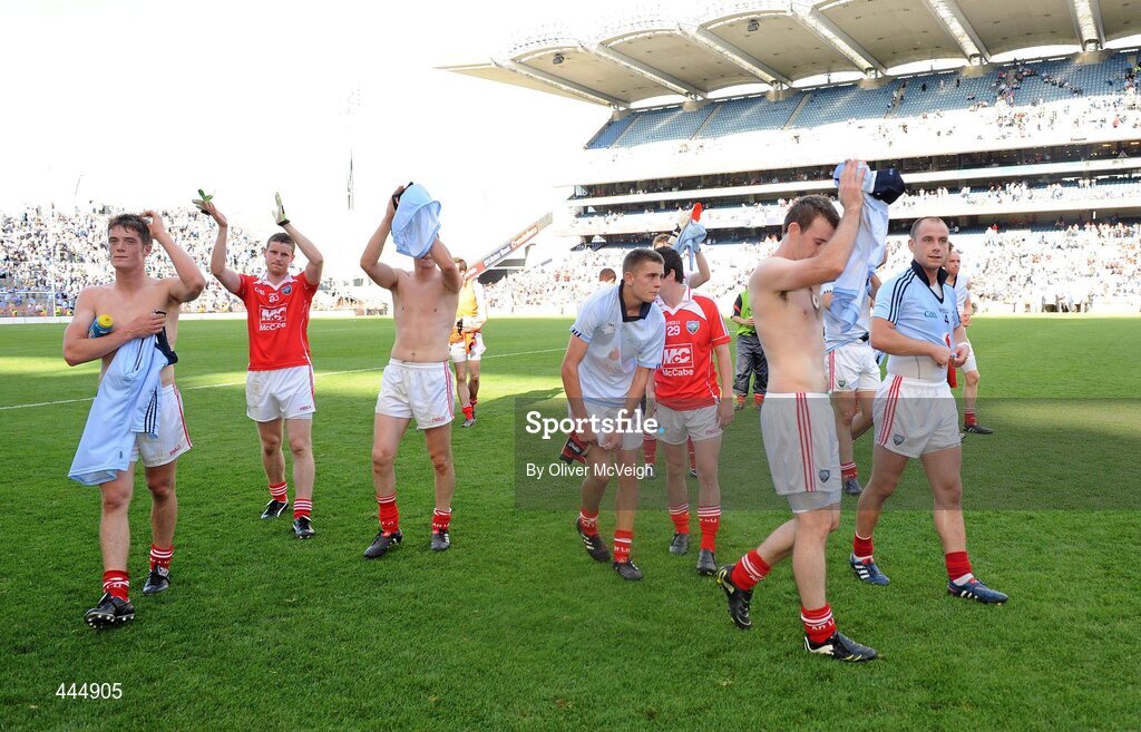 24 July 2010; The Louth team do a lap of honor to thank their supporters after the game. GAA Football All-Ireland Senior Championship Qualifier, Round 4, Dublin v Louth, Croke Park, Dublin. Picture credit: Oliver McVeigh / SPORTSFILE
