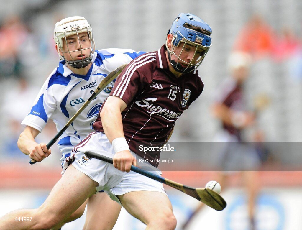 25 July 2010; Shane Maloney, Galway, in action against Jamie Barron, Waterford. ESB GAA Hurling All-Ireland Minor Championship Quarter-Final, Waterford v Galway, Croke Park, Dublin. Picture credit: Oliver McVeigh / SPORTSFILE