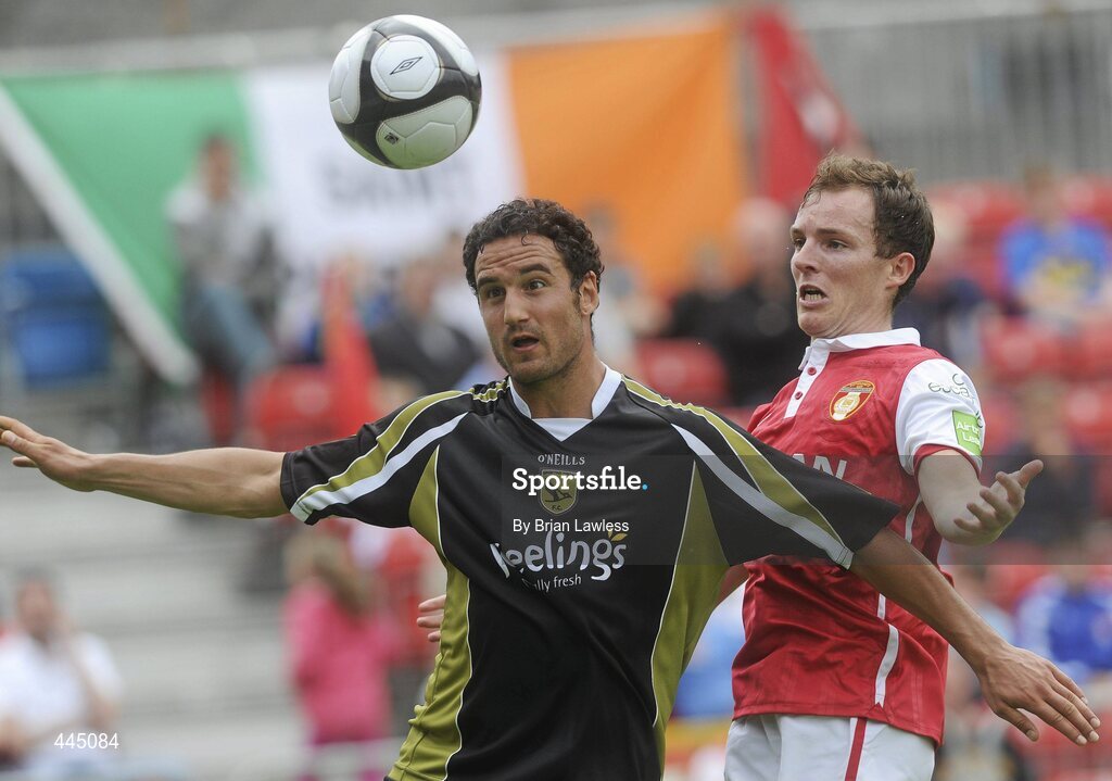 25 July 2010; Eamon Zayed, Sporting Fingal, in action against Derek Pender, St Patrick's Athletic. Airtricity League Premier Division, St Patrick's Athletic v Sporting Fingal, Richmond Park, Dublin. Picture credit: Brian Lawless / SPORTSFILE
