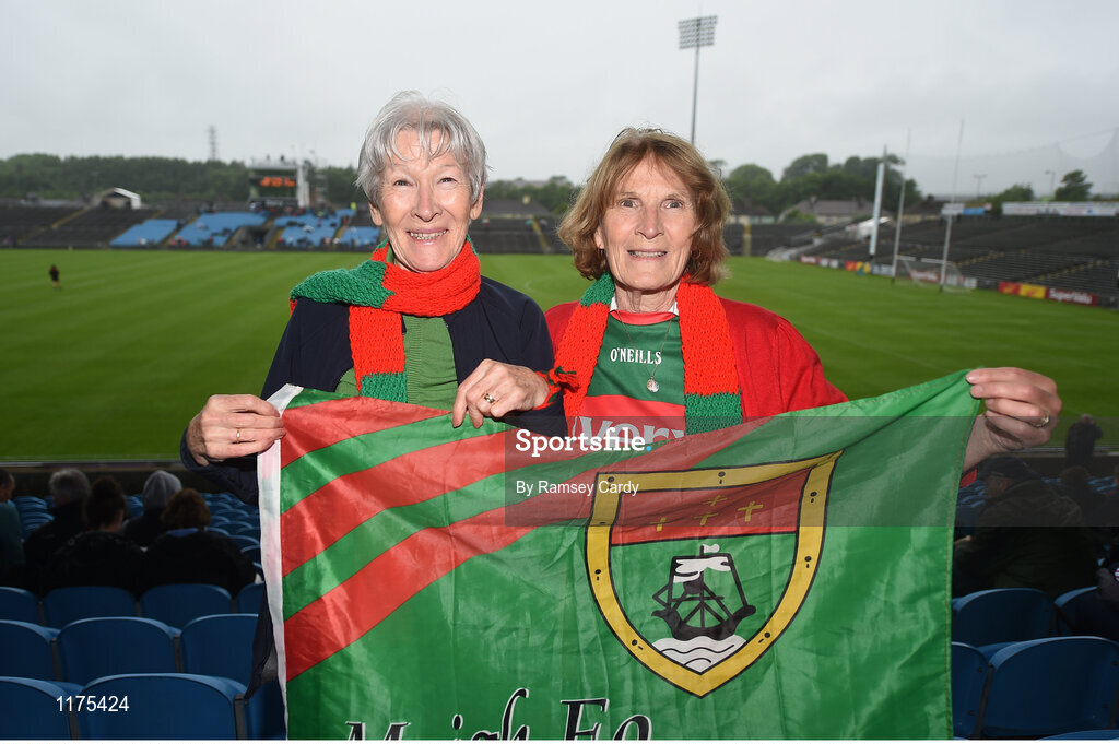 18 June 2016; Mayo supporters Carmel Gallagher, left, and Margaret Reddington ahead of the Connacht GAA Football Senior Championship Semi-Final match between Mayo and Galway at Elverys MacHale Park in Castlebar, Co Mayo. Photo by Ramsey Cardy/Sportsfile