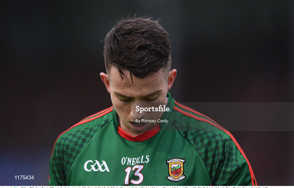 18 June 2016; Evan Regan of Mayo in the closing moments of the Connacht GAA Football Senior Championship Semi-Final match between Mayo and Galway at Elverys MacHale Park in Castlebar, Co Mayo. Photo by Ramsey Cardy/Sportsfile