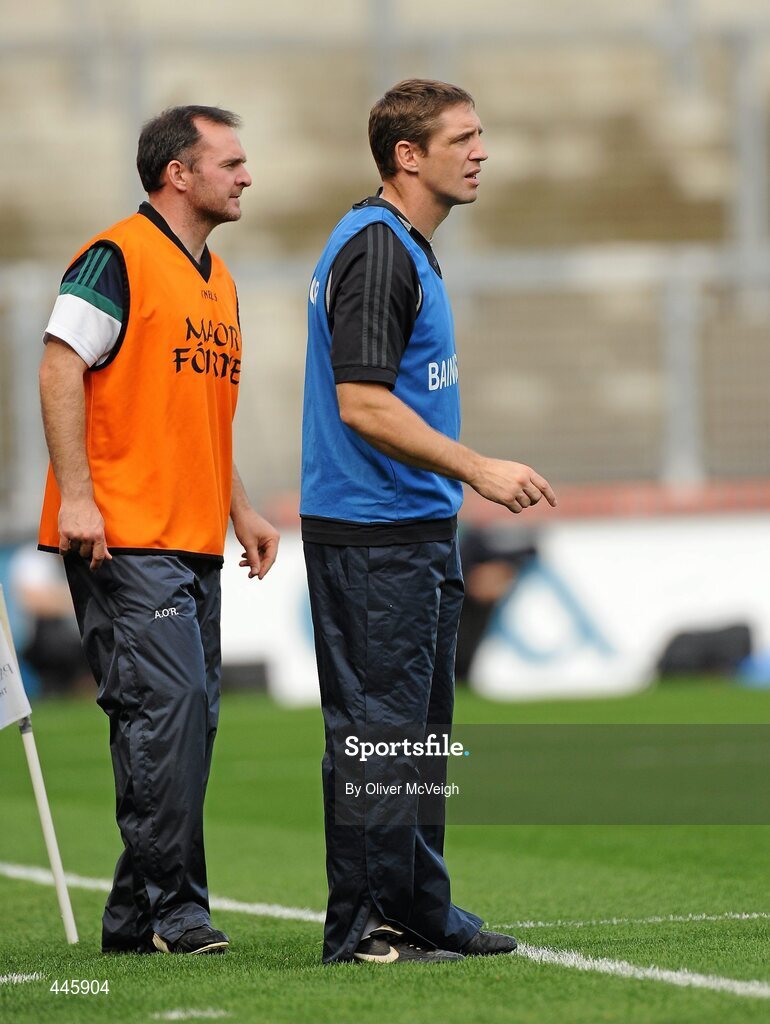 24 July 2010; Kildare manager Kieran McGeeney, right, and assistant manager Aidan O'Rourke. GAA Football All-Ireland Senior Championship Qualifier, Round 4, Monaghan v Kildare, Croke Park, Dublin. Picture credit: Oliver McVeigh / SPORTSFILE