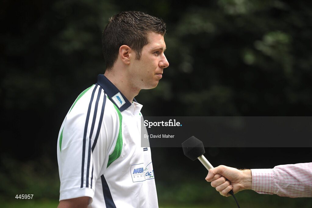 28 July 2010; Sean Cavanagh, Tyrone, during a TV interview at the launch of the MBNA Kick Fada 2010.The 11th annual MBNA Kick Fada will take place at Bray Emmets GAA Club on Saturday 11th September and will feature over 20 stars of inter county Gaelic football. Bank of America and MBNA, Hatch Street, Dublin and Iveagh Gardens. Picture credit: David Maher / SPORTSFILE