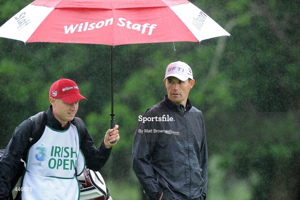 28 July 2010; Padraig Harrington with his caddy Ronan Flood on the 9th fairway. 3 Irish Open Golf Championship - Pro Am, Killeen Course, Killarney Golf & Fishing Club, Killarney, Co. Kerry. Picture credit: Matt Browne / SPORTSFILE