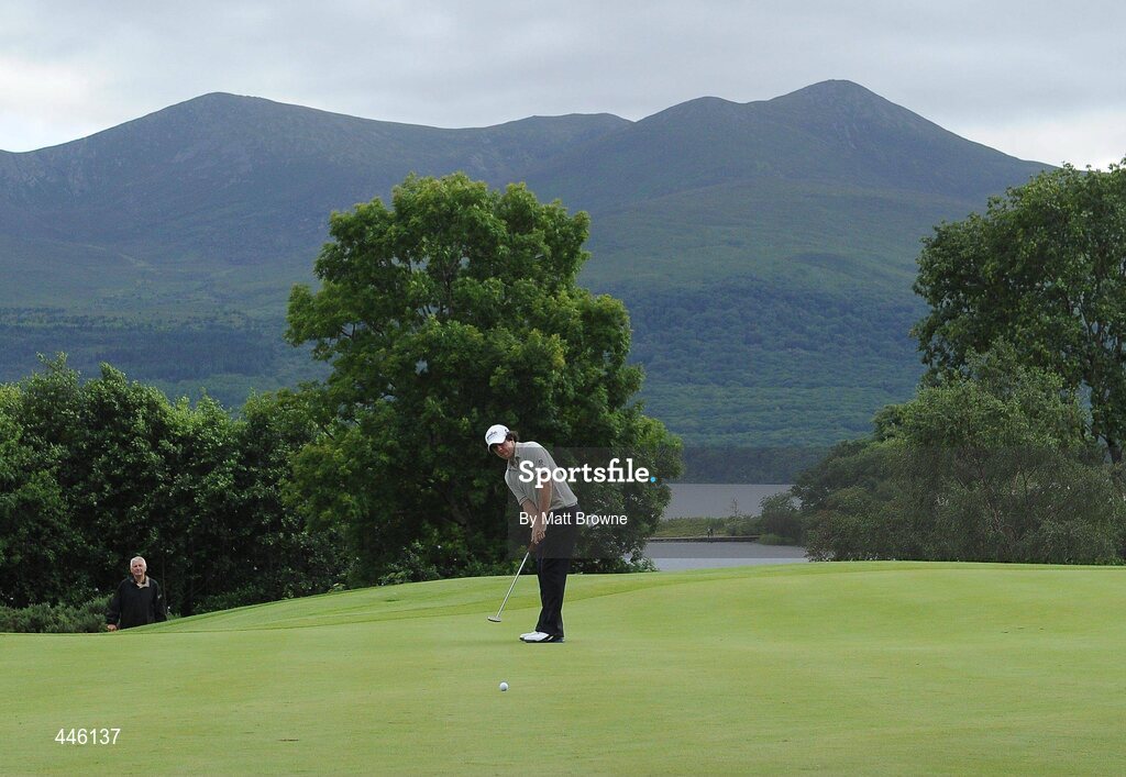 28 July 2010; Rory Mcllroy watches his putt on the 16th green. 3 Irish Open Golf Championship - Pro Am, Killeen Course, Killarney Golf & Fishing Club, Killarney, Co. Kerry. Picture credit: Matt Browne / SPORTSFILE