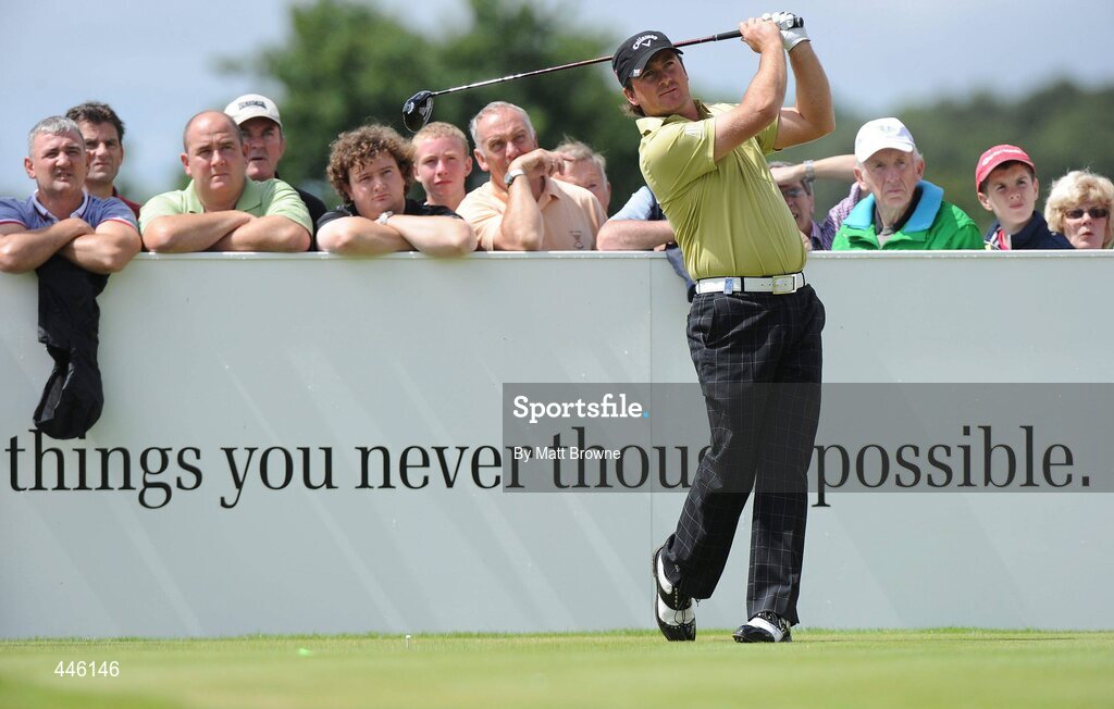 28 July 2010; Graeme McDowell watches his tee shot from the second tee box. 3 Irish Open Golf Championship - Pro Am, Killeen Course, Killarney Golf & Fishing Club, Killarney, Co. Kerry. Picture credit: Matt Browne / SPORTSFILE