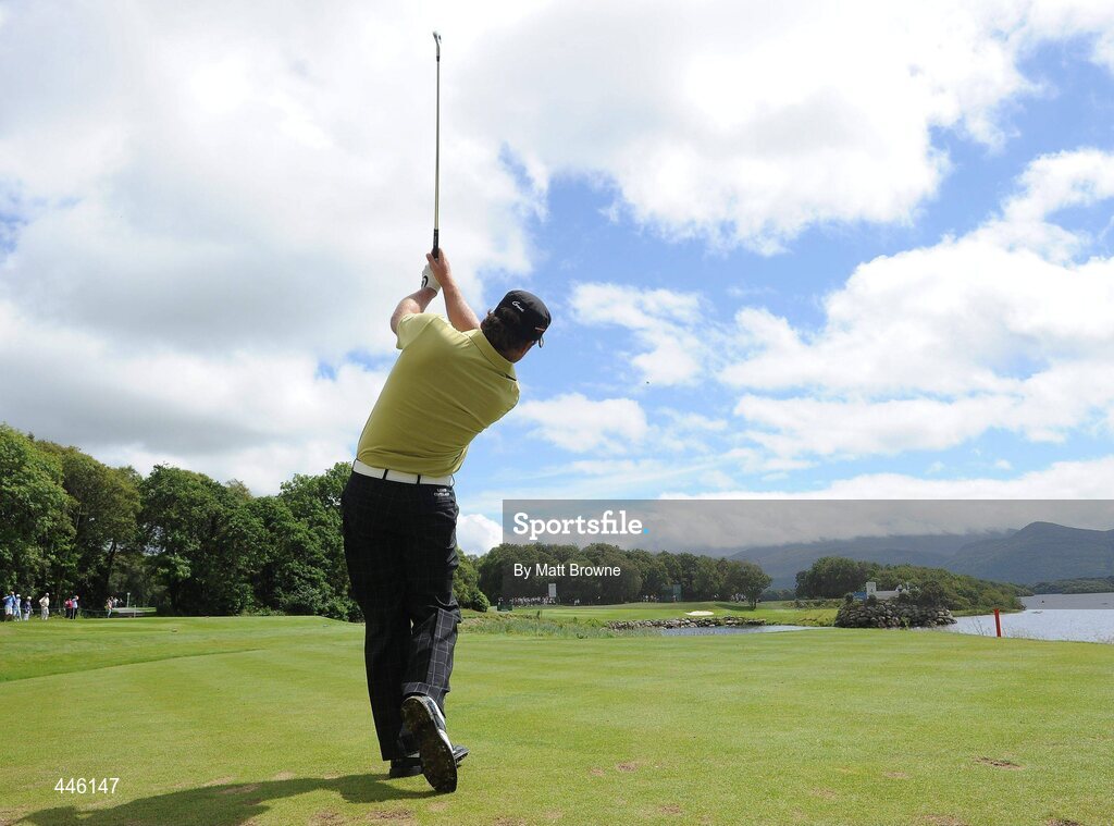 28 July 2010; Graeme McDowell watches his tee shot from the 3rd. 3 Irish Open Golf Championship - Pro Am, Killeen Course, Killarney Golf & Fishing Club, Killarney, Co. Kerry. Picture credit: Matt Browne / SPORTSFILE