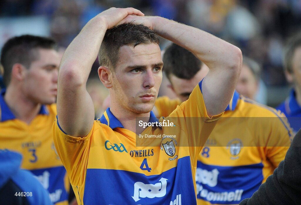 28 July 2010; A dejected James Gunning, Clare, after defeat to Tipperary. Bord Gáis Energy GAA Hurling Under 21 Munster Championship Final, Tipperary v Clare, Semple Stadium, Thurles, Co. Tipperary. Picture credit: Diarmuid Greene / SPORTSFILE