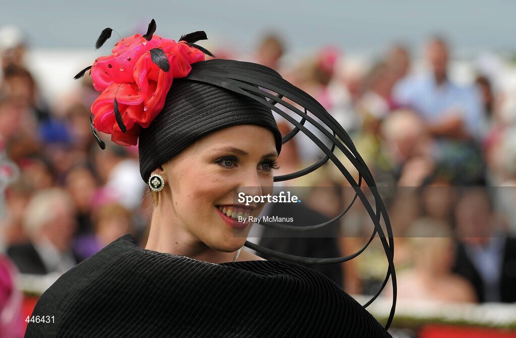29 July 2010; Aoife Ryan, from Salthill, Co. Galway, who won the best hat competition on Ladies' Day at the Galway Races. Galway Racing Festival 2010, Ballybrit, Galway. Picture credit: Ray McManus / SPORTSFILE