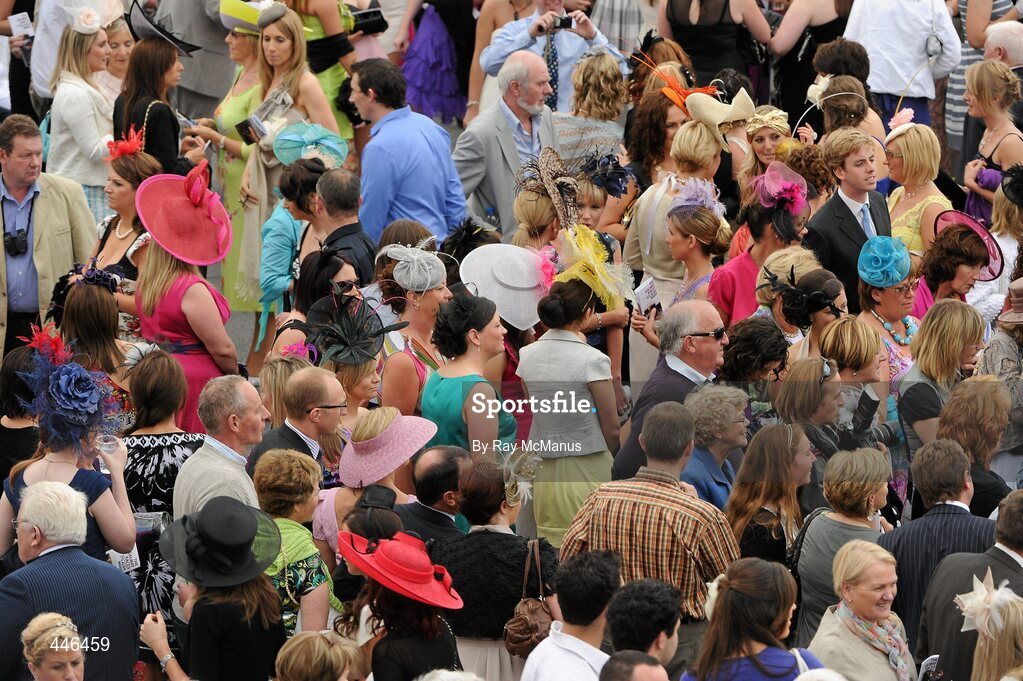 29 July 2010; A section of the 44,418 patrons who attended Ladies Day at the races. Galway Racing Festival 2010, Ballybrit, Galway. Picture credit: Ray McManus / SPORTSFILE