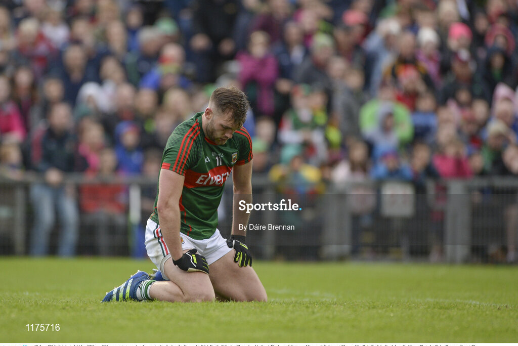 18 June 2016; A dejected Aidan O'Shea of Mayo reacts to a missed opportunity during the Connacht GAA Football Senior Championship Semi-Final match between Mayo and Galway at Elverys MacHale Park in Castlebar, Co Mayo. Photo by Daire Brennan/Sportsfile